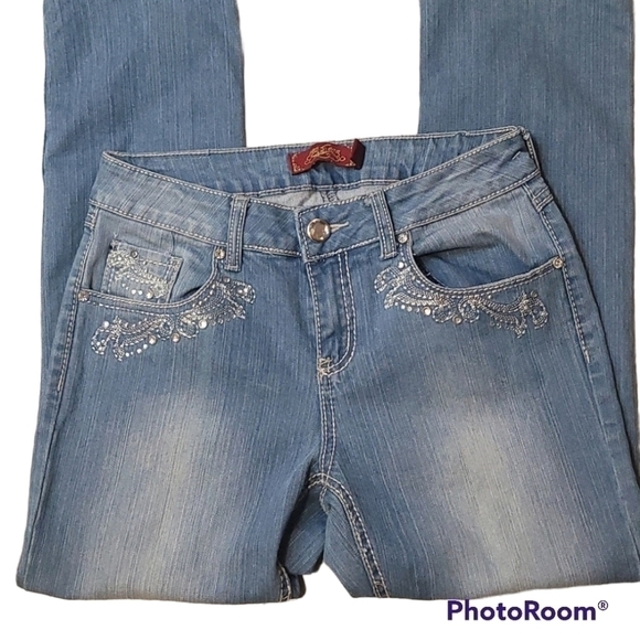 ONE5ONE CRYSTAL EMBELLISHED JEANS SIZE 4 - Picture 1 of 6